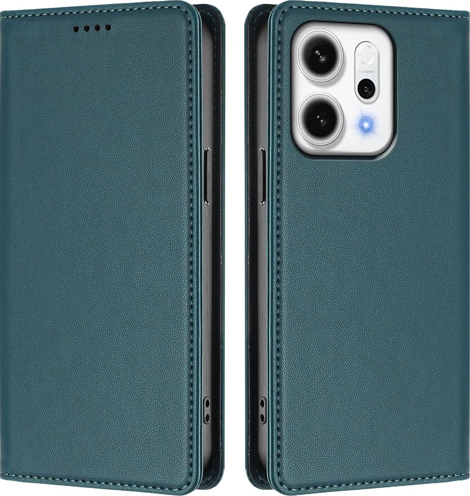 Handyhülle für Oppo Reno14 /Reno14 F 5G, Kunstleder Klapphülle Stoßfeste Magnetische Hülle mit Ständer Grün