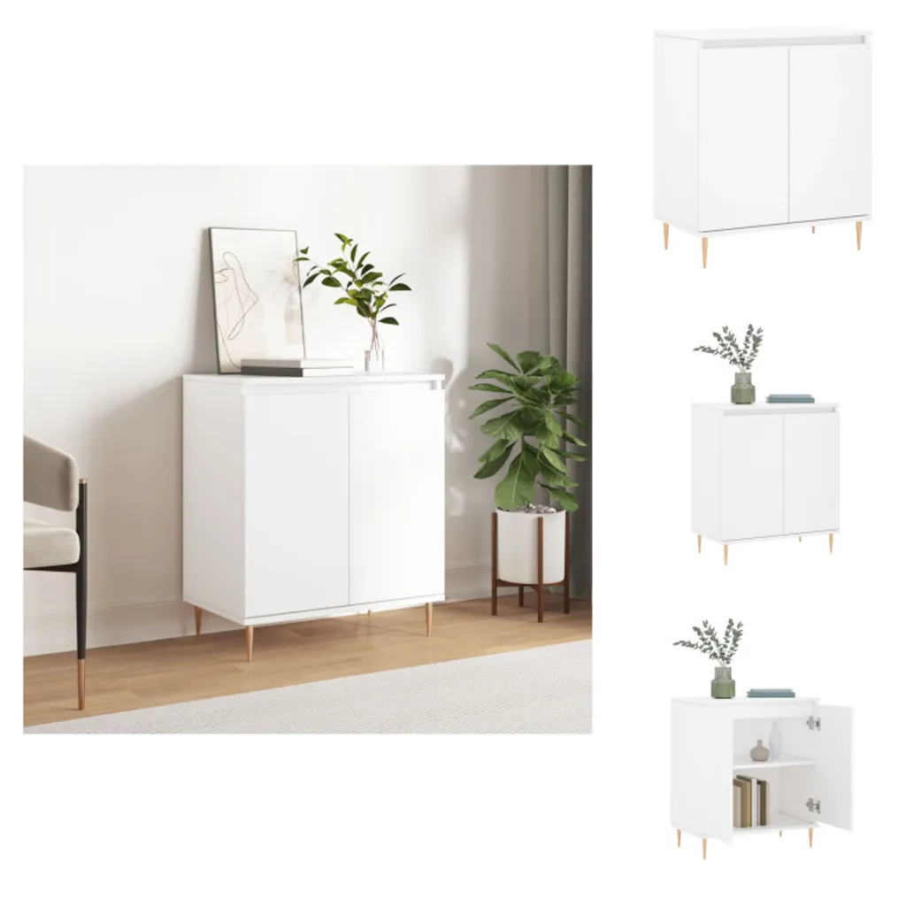 Credenza Madia Moderna Buffet Da Cucina Bianco Lucido 60x35x70 Cm In Legno Multistrato Itd24163 Bianco 70434411