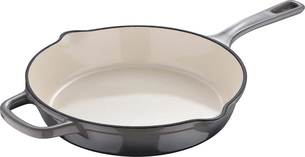 Einzigartige Gusseisenpfanne - vielseitig - 1 Stück - weiß - recyceltes Material - 24,5 cm