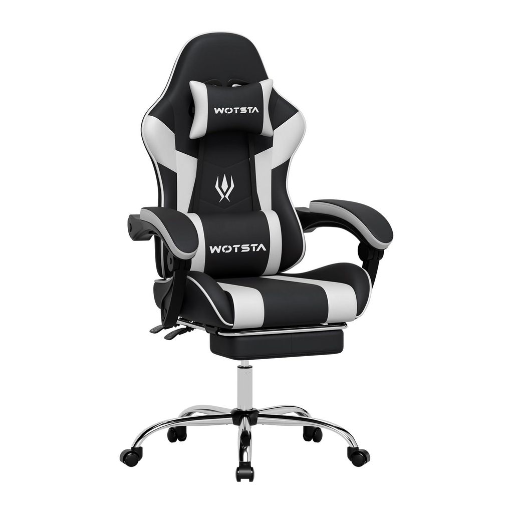 Gaming Stuhl mit Fußstütze, 135° verstellbarer Rückenlehne, Produktbild 