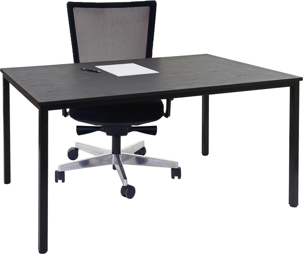 Schreibtisch Braila, Konferenztisch Bürotisch Seminartisch, 120x80cm MDF schwarze Eiche-Optik