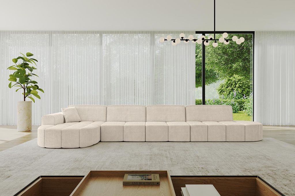 ALTDECOR Ecksofa in L-Form Livo-L3 - 422x173x79,5 cm Beige - Corner Sofa Bett Eckcouch Couch Wohnlandschaft Cauchsofa