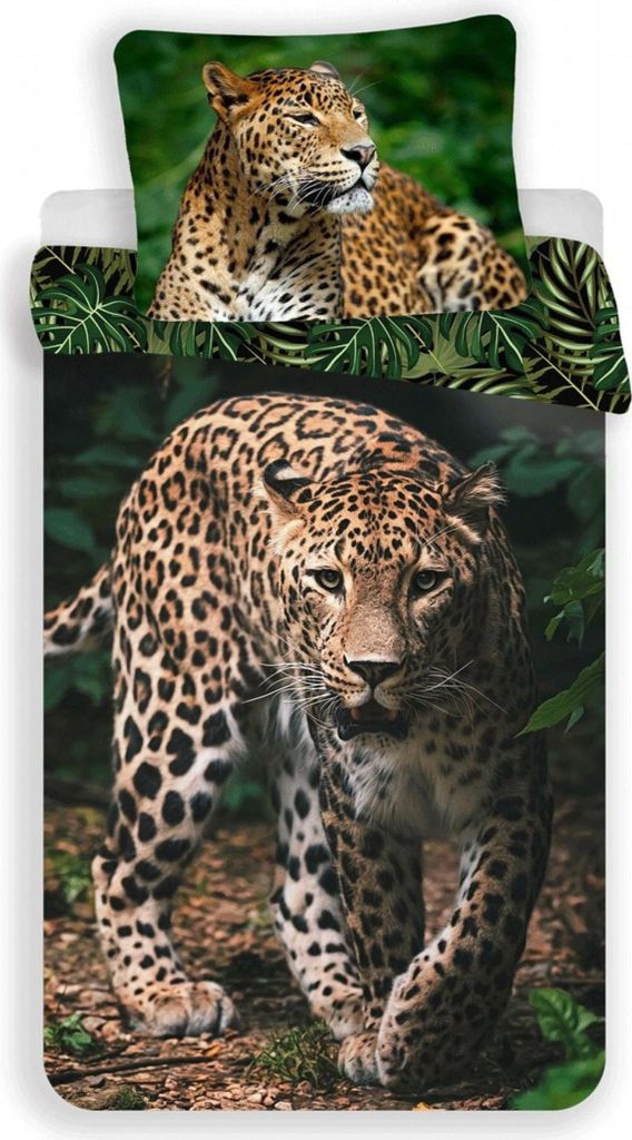Jerry Fabrics Leinen-Fotodruck Leopard grün 140x200, 70x90 Produktbild 