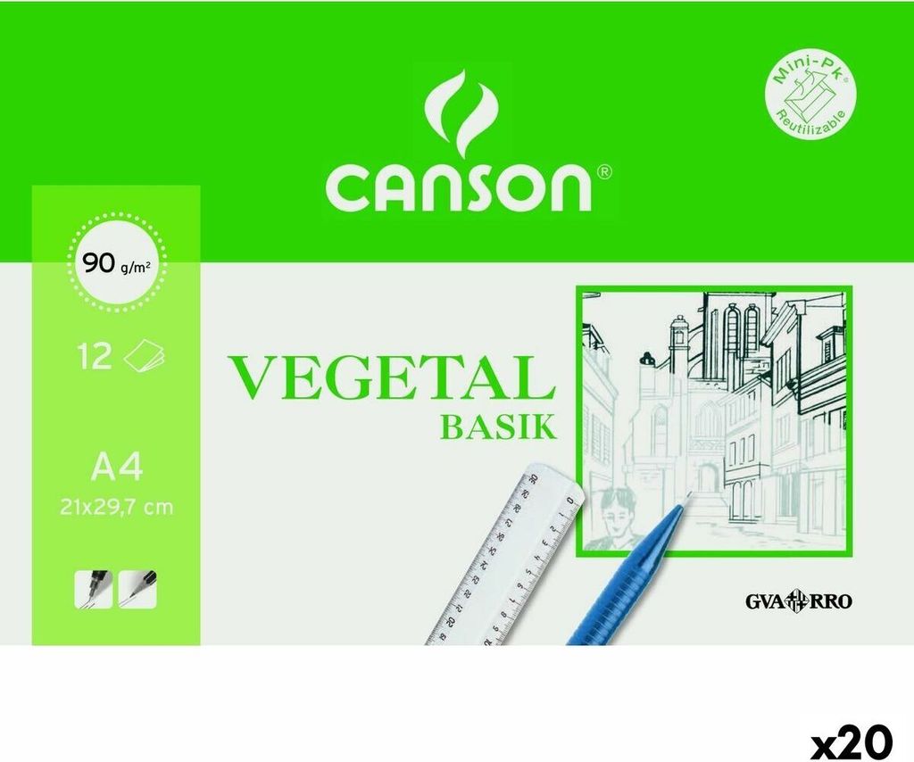 Zeichenpapier Canson VEGETAL BASIK A4 12 Blatt (20 Stück)