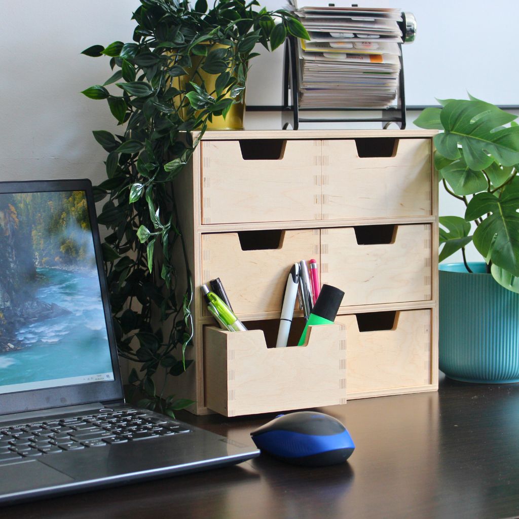 SEVICO Schubladen-Box aus Birken-Sperrholz | 6 Schubladen | 28,5 x 20 x 28,5 cm (+/- 1 cm) | Mini-Kommode für Kleinigkeiten | Perfektes Ordnungssy...