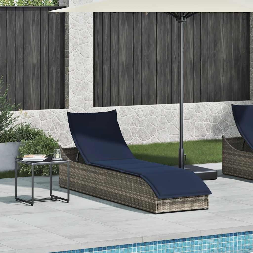 "WINTER SALE"Liegestuhl/Relaxliege - Klappliege mit Auflage und Stauraum Grau Poly-Rattan - 59x200x79cm - 59x200x79cm - Gartenliegen NeuMöbel158177