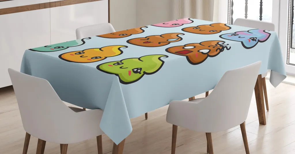 Tovaglia Feste Emoji Cacca 140x170cm | Colori Vivaci ABAKUHAUS