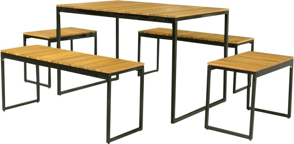 Primaster Bistro-Set Palma Aluminium/Holz