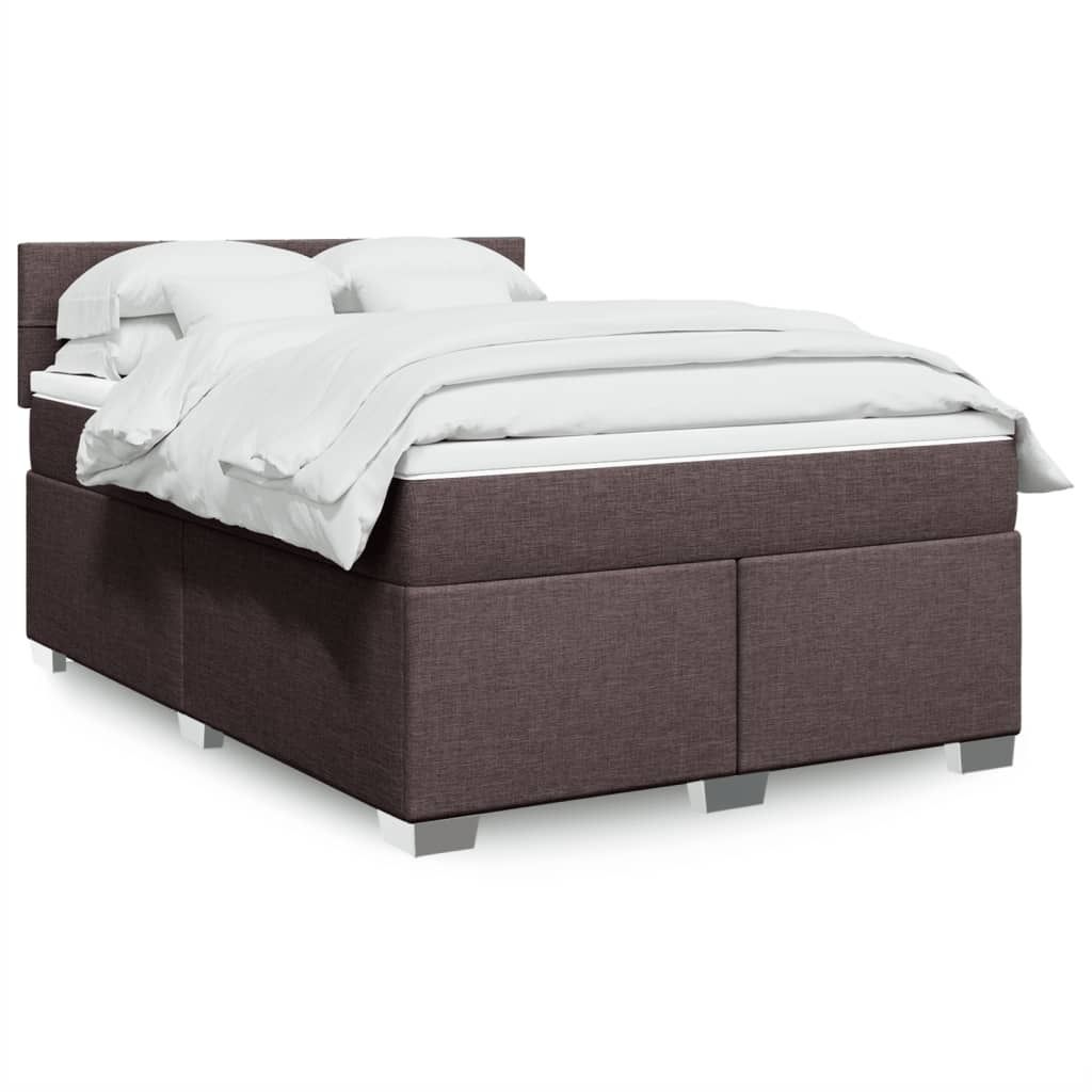 Maison Exclusive - Boxspringbett mit Matratze Dunkelbraun 140x200 cm Stoff
