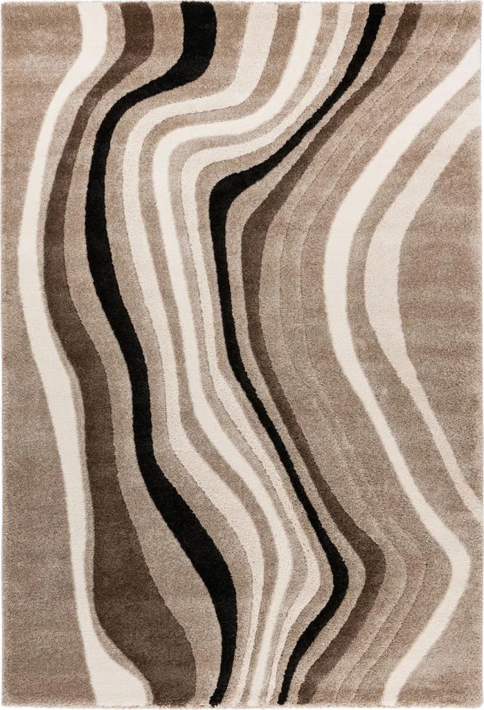 Tapis 160 x 230 cm Taupe - My Frisco 283 : Tapis Doux à Motifs Géométriques