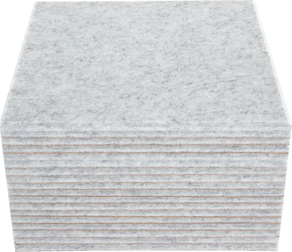 Traitement acoustique bureau et salon - 18 panneaux PET gris argenté