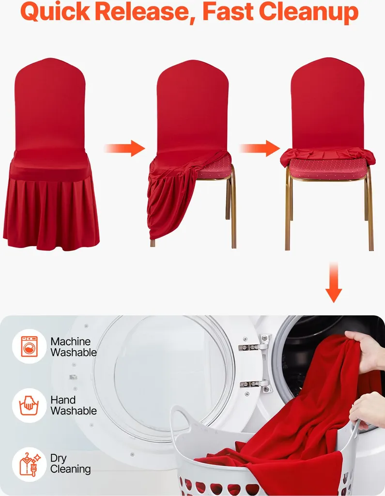 Housse de Chaise Extensible Rouge pour Mariage et Réception - 30 Pcs