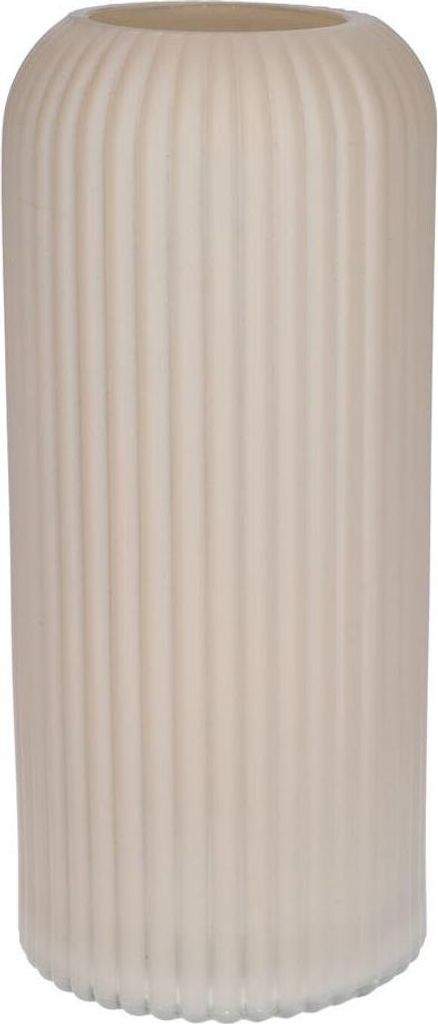 INNA-GLAS Dekovase ALBURGIS mit Rillen, Glas, Creme-matt, 25cm, Ø10cm - Blumenvase