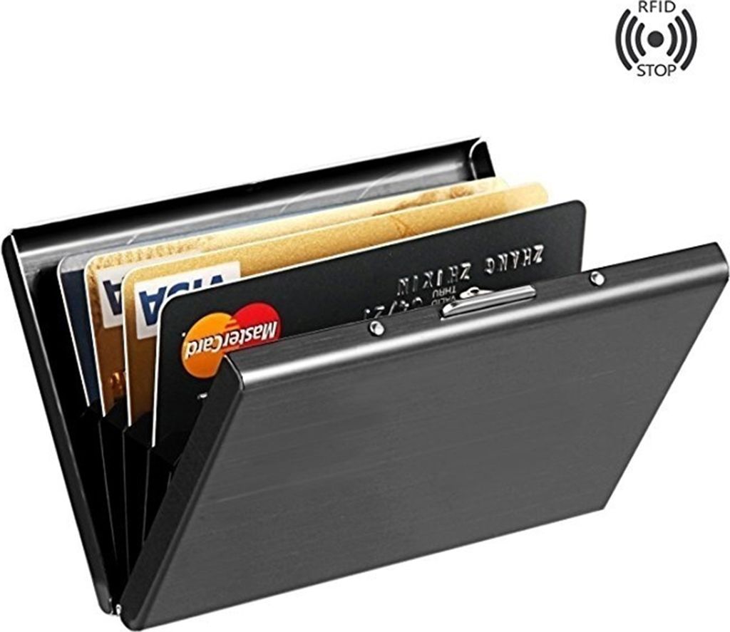 Edelstahl Business ID Kreditkartenetui RFID Blocking Schutzhülle Box Schwarz