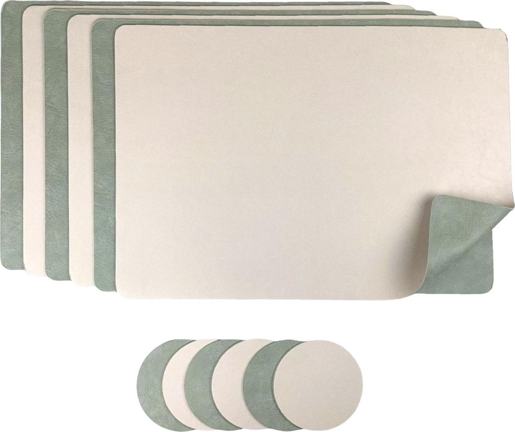 6 Stück Platzset Kunstleder, Wendbares Tischset 45x30cm, Produktbild 