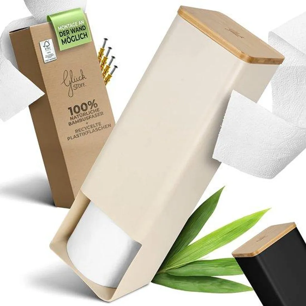 Porte-rouleaux de papier toilette en bambou mural pour 4 rouleaux