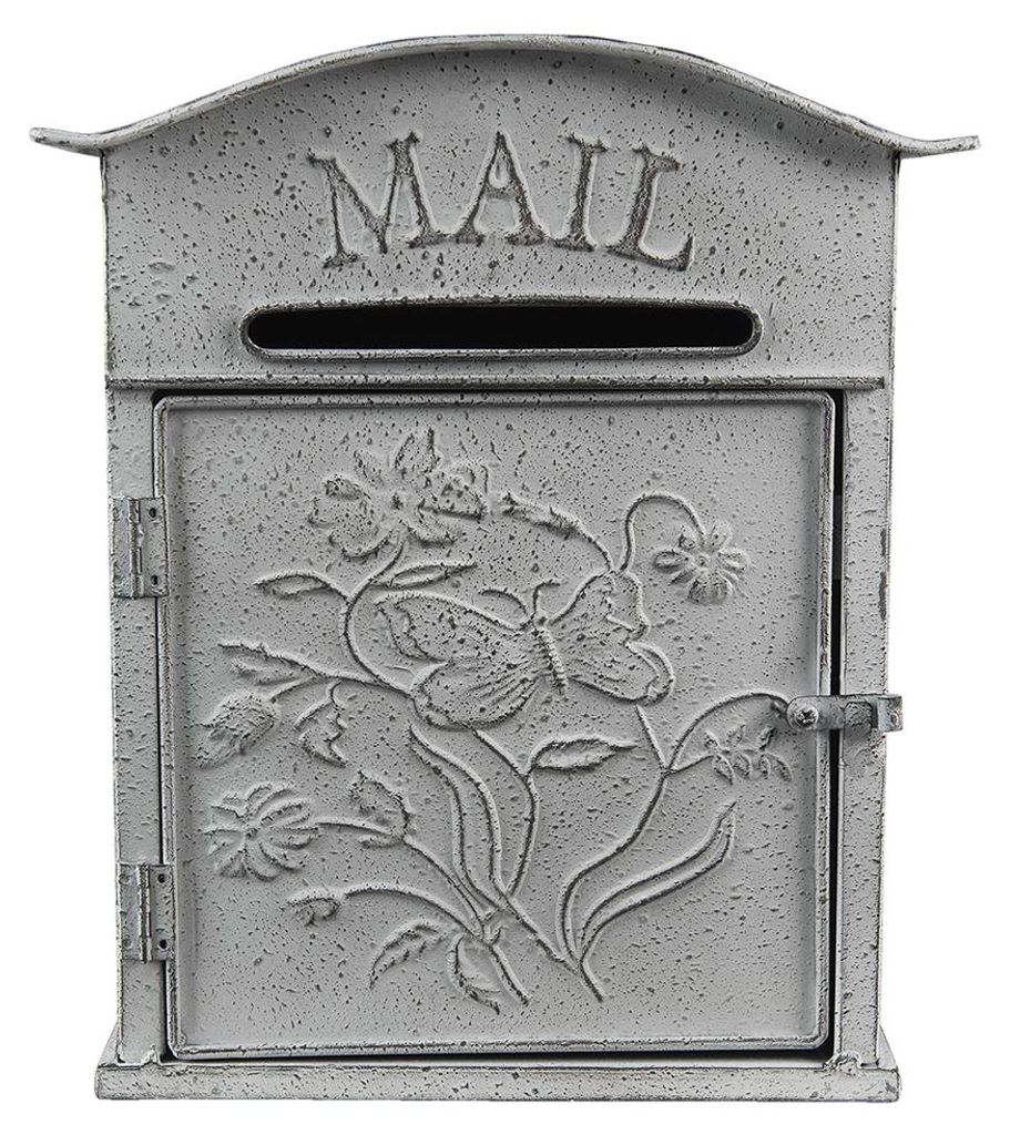 Skrzynka na listy Clayre & Eef 26x10x31 cm szaro-białe Zdjęcie produktu 