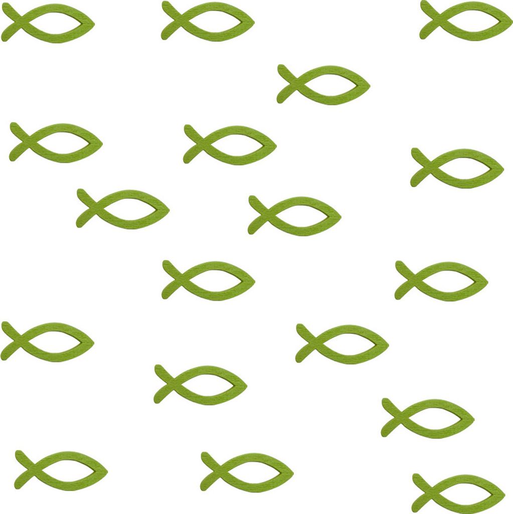 Oblique Unique 18 Holz Fische als Streudeko Tischdeko für Taufe Kommunion Konfirmation - Echtholz grün