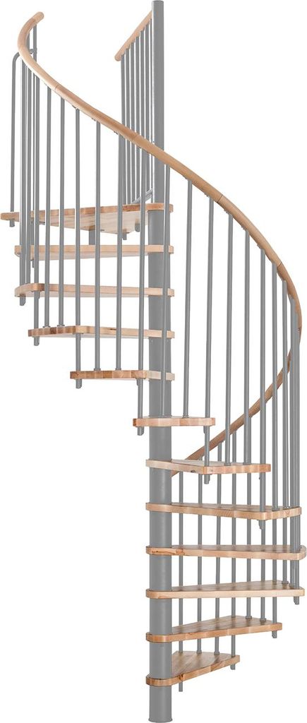 Minka Spindeltreppe Spiral Wood 38 - 305,5cm Geschosshöhe Buche Grau 120cm Durchmesser