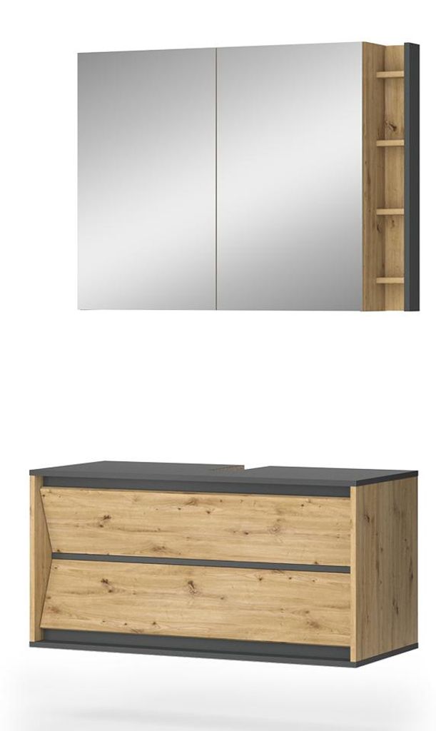 Badmöbel-Set Vicco Edelin Anthrazit/Artisan 2 Teile, Model Produktbild 
