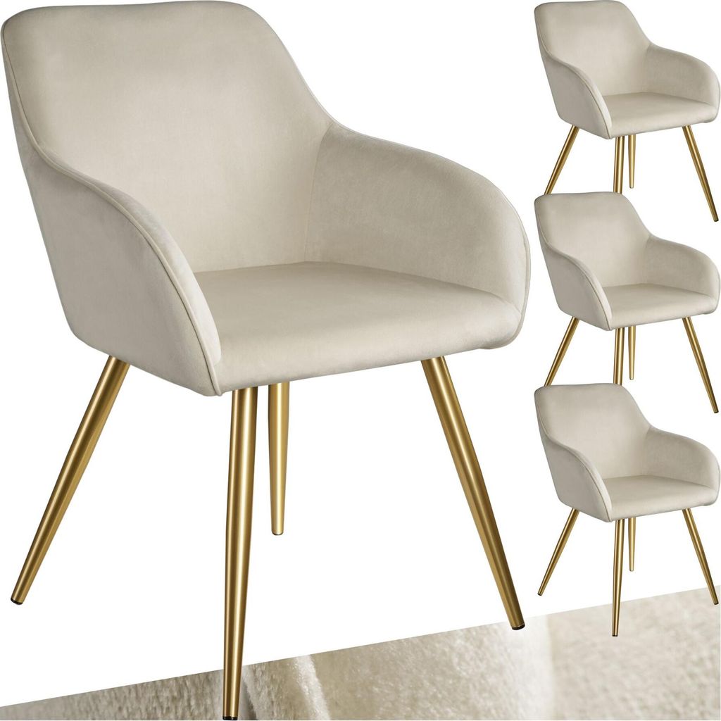 tectake® Esszimmerstuhl Marilyn gepolstert, in Samtoptik 58 Produktbild 