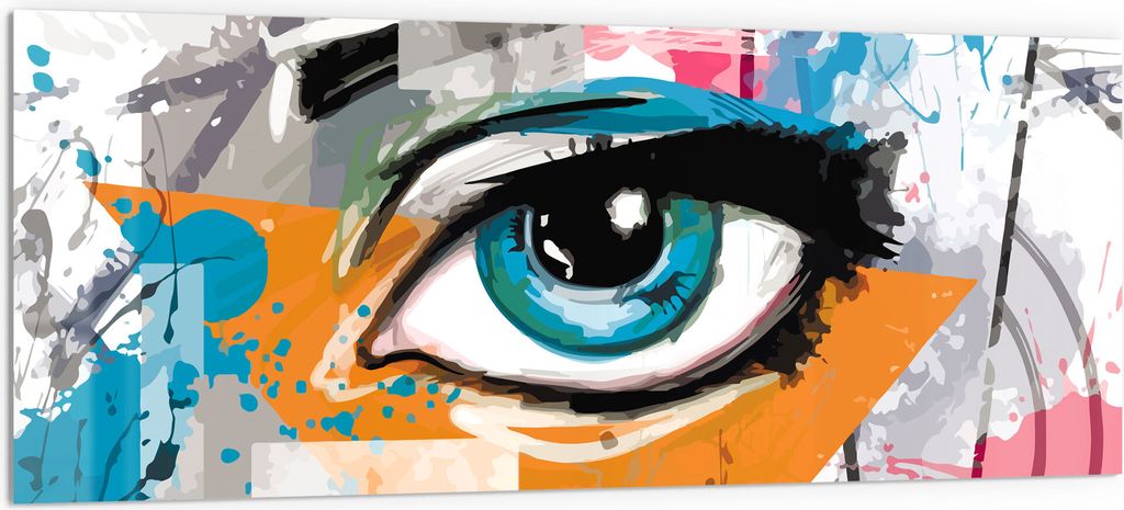 DEQORI Küchenrückwand Glas 125x50 cm 'Auge einer Frau' Spritzschutz Bad Rückwand