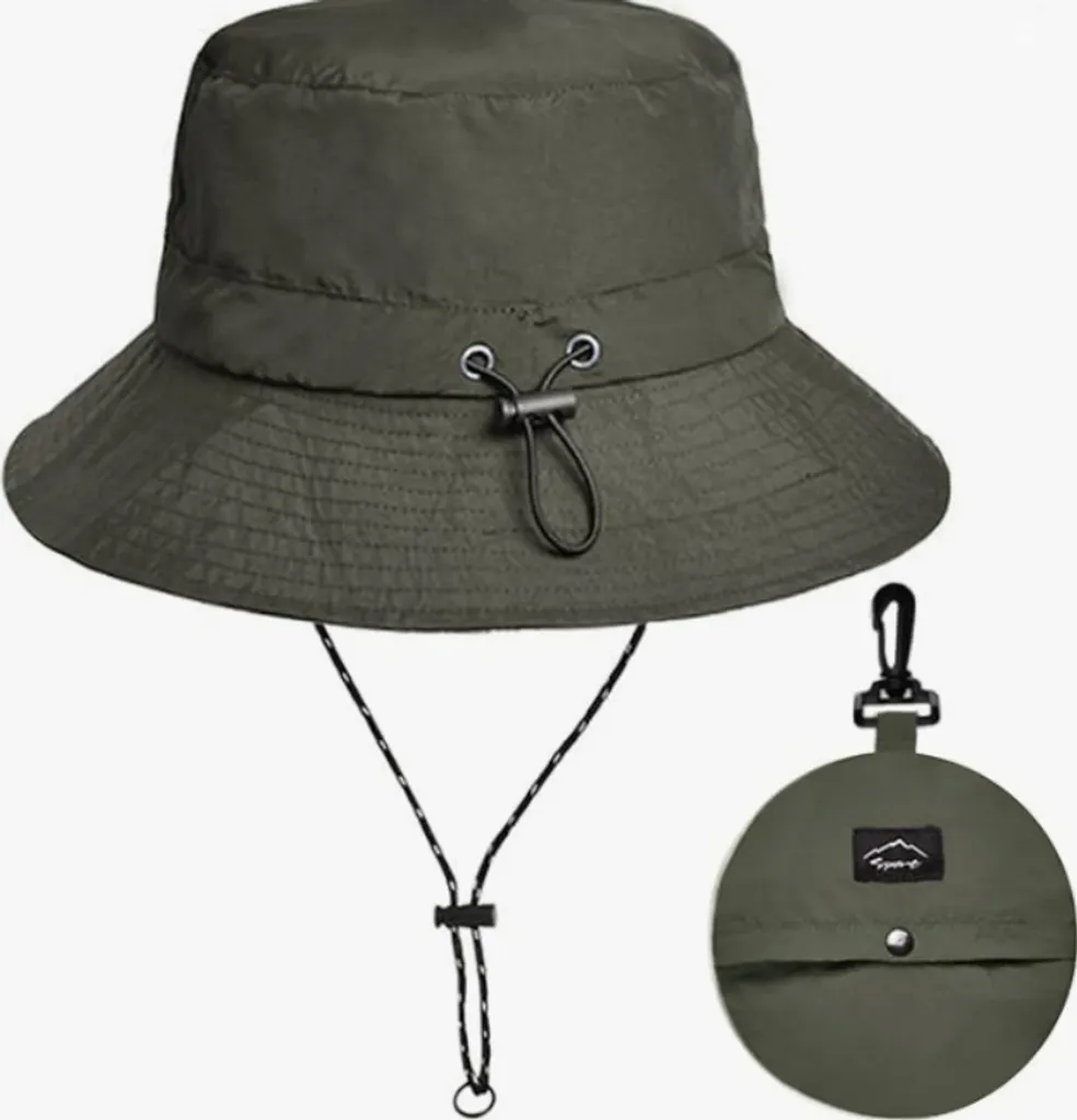 Cappello da Sole INF Verde Erba Tesa Larga - Ideale per Trekking e Pesca