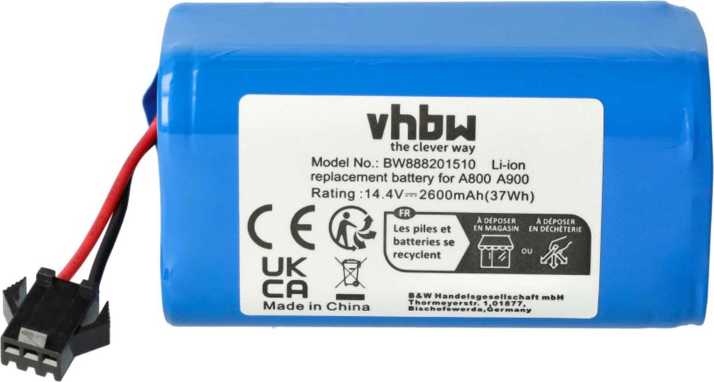 vhbw Akku Ersatz für Tesvor SUN-INTE-172 für Saugroboter (2600 mAh, 14,4 V, Li-Ion)