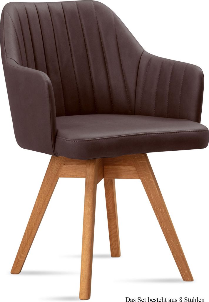Armlehnstuhl drehbar (8er-Set) Dotty 58x81x60 Eiche geölt/Braun