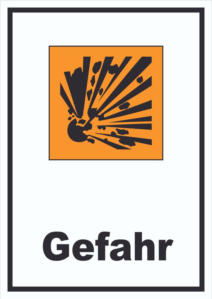 Schild Gefahrensymbol Explosionsgefahr Gefahr hochkant A3 Rückseite selbstklebend