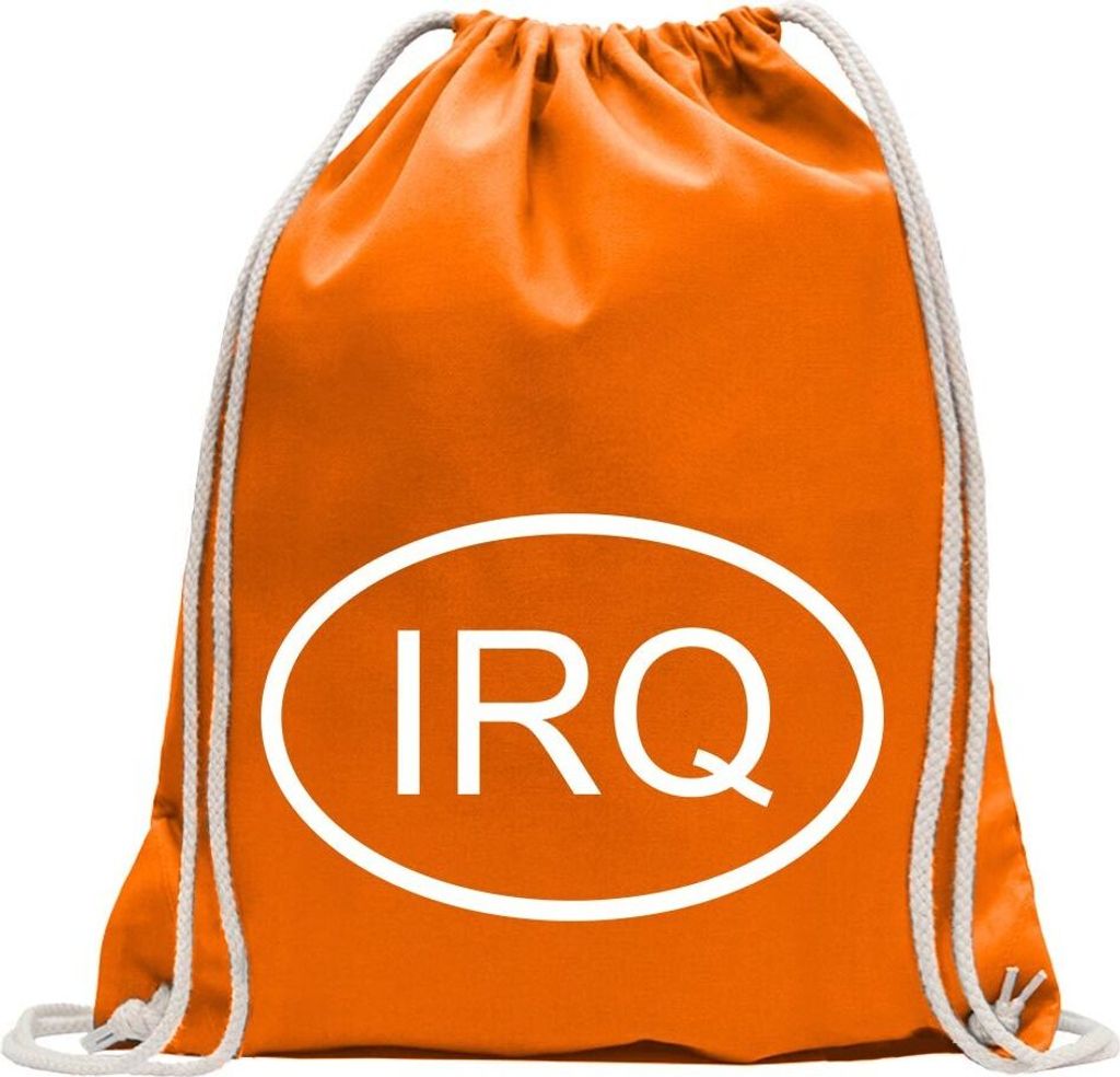 Kiwistar - Turnbeutel - mandarin - Irak IRQ - Fun Rucksack Sport Beutel Gymsack Baumwolle mit Ziehgurt