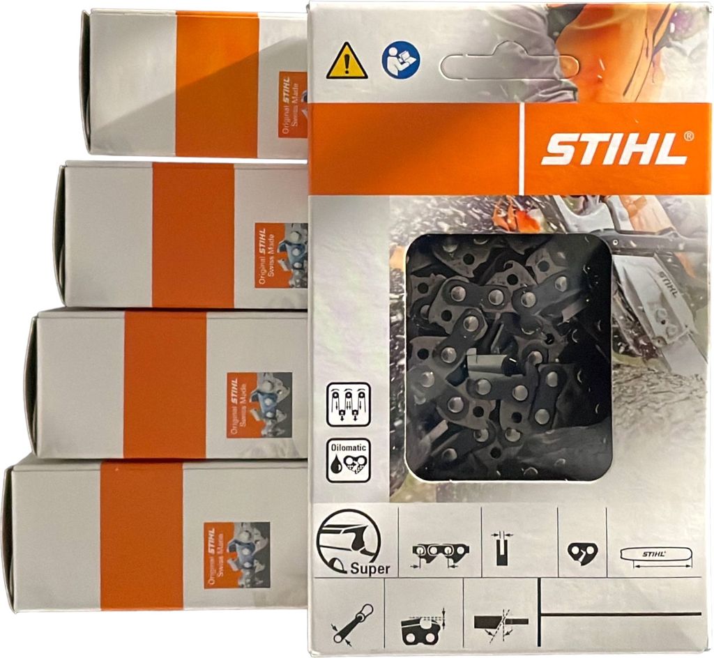5 Stück Stihl Sägeketten Rapid Super (RS) 3/8 1.6 mm 52 TG Vollmeissel