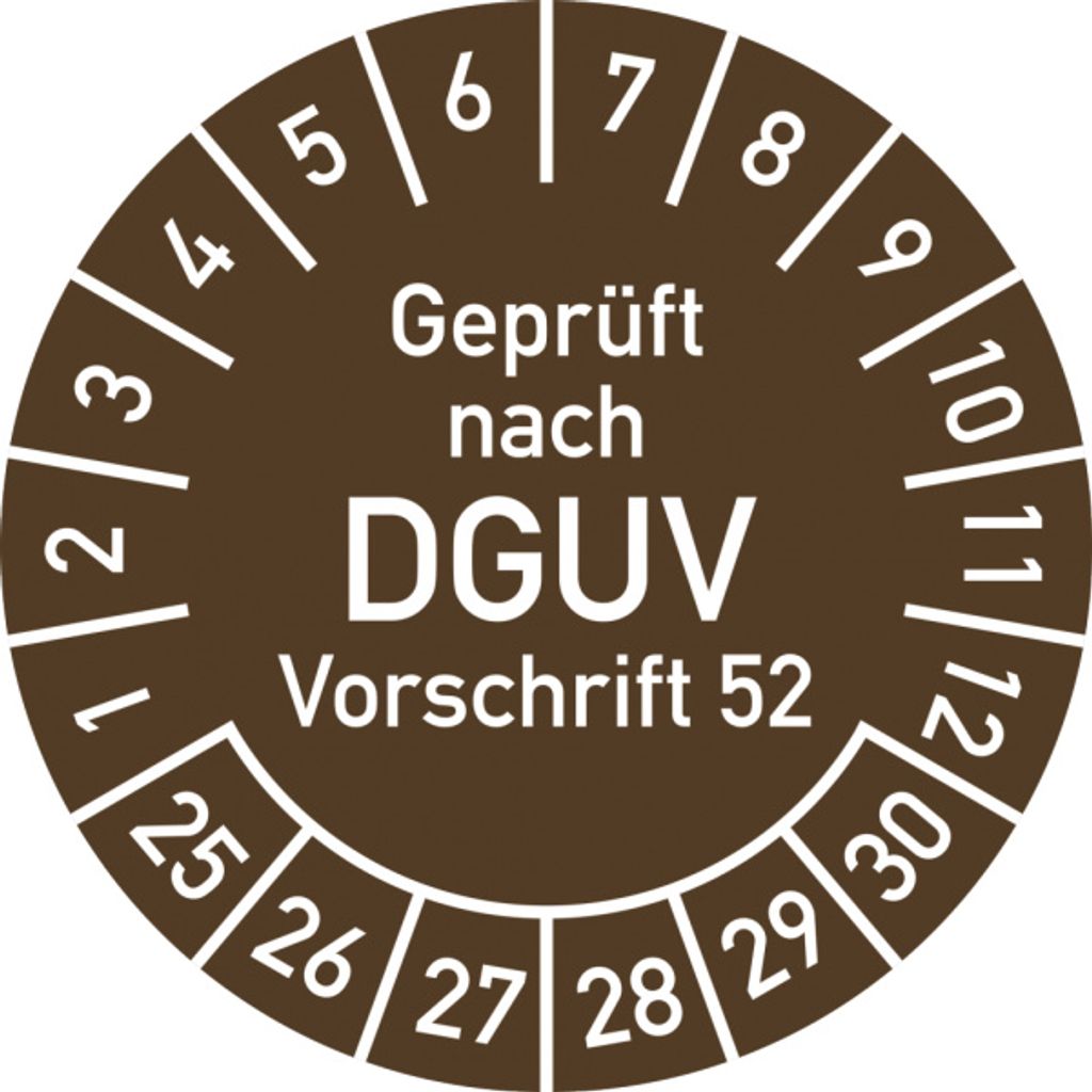 Dreifke Prüfplakette Gepr. n. DGUV Vorsch. 52, 2025-2030,Polyesterfolie,Ø40m...