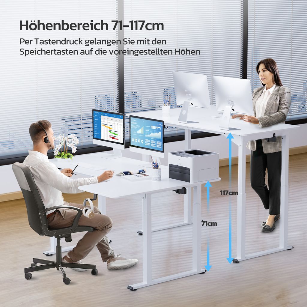 Dripex Schreibtisch elektrisch 180x110cm, L-förmiger Produktbild 2