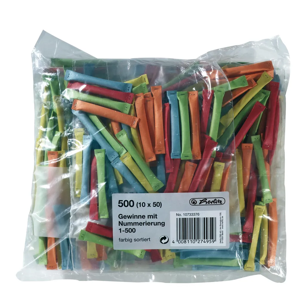 Biglietti per Tombola Herlitz Numerati 1-500: Colori Misti per Feste