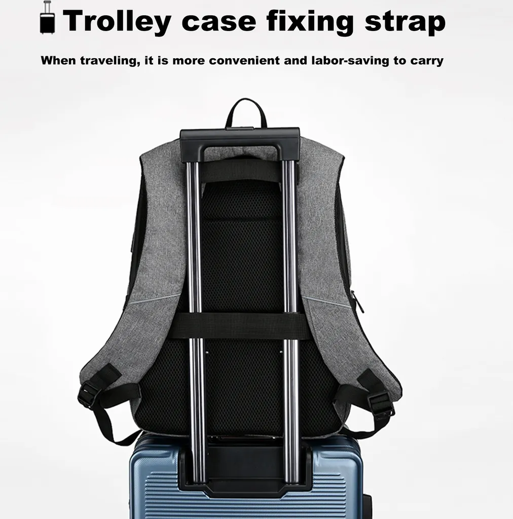 Sac à dos informatique 17" étanche gris avec port de charge USB - 9