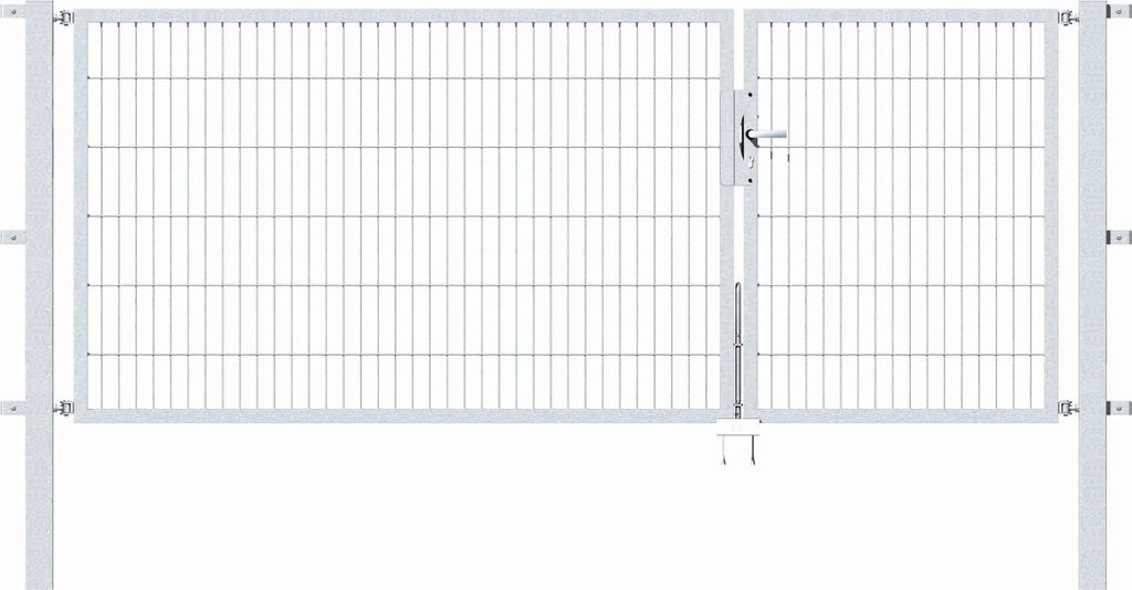 Alberts Doppeltor Flexo mit Zubehör, zum Einbetonieren, feuerverzinkt, Breite 300 cm (100 cm + 200 cm), Höhe 120 cm