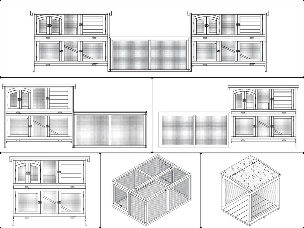 Grand clapier modulable Balu en bois massif avec système combiné