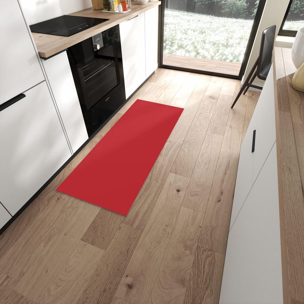 Küchenteppich 60x150cm rutschfest & abwischbar PVC Läufer - Weinroter Hintergrund III