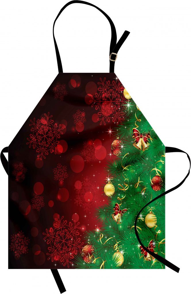 ABAKUHAUS Weihnachten Kochschürze, Trippy Xmas Tree Hintergrund traditionelle Rituale unter dem Motto Jingle Artisan Design, Höhenverstellbar Mas...