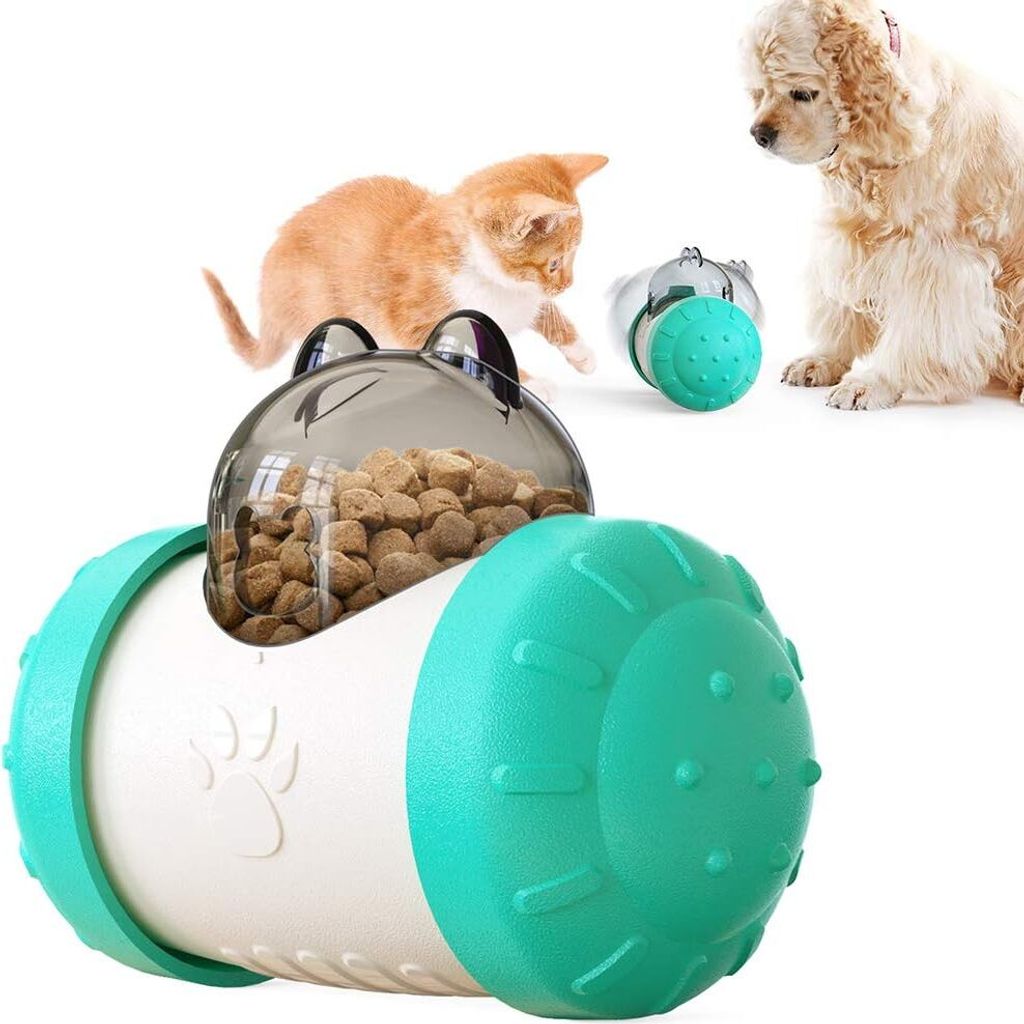Katzenspielzeug, Katzenfutterspender, interaktives Katzenspielzeug, wirbelnder Becher, leicht zu reinigen (blau)