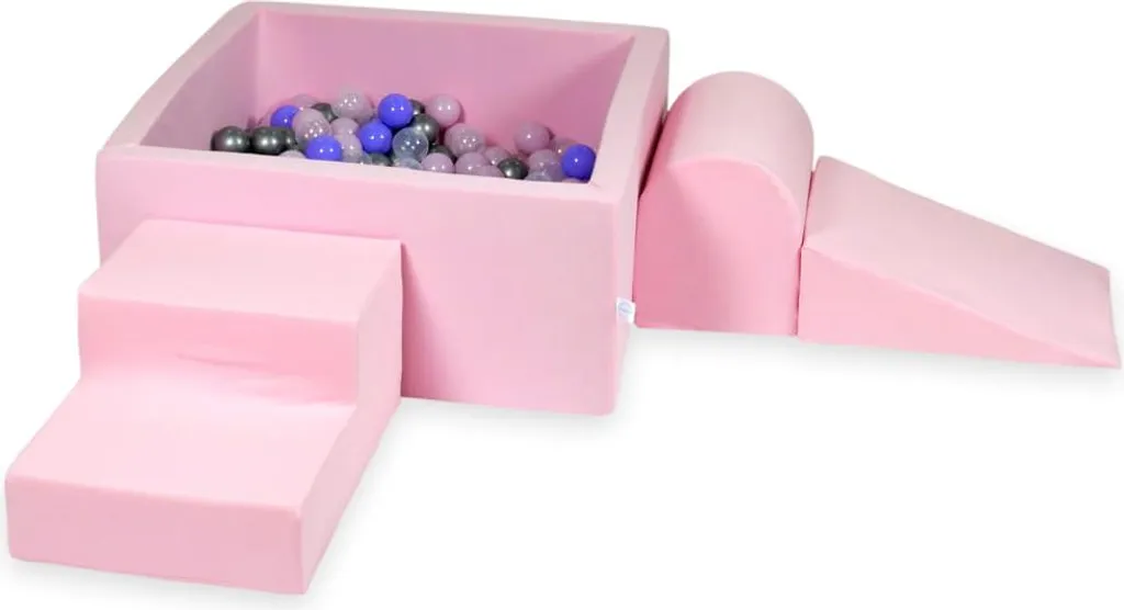 Piscine à balles carrée en mousse 90x90cm rose poudré pour chambre
