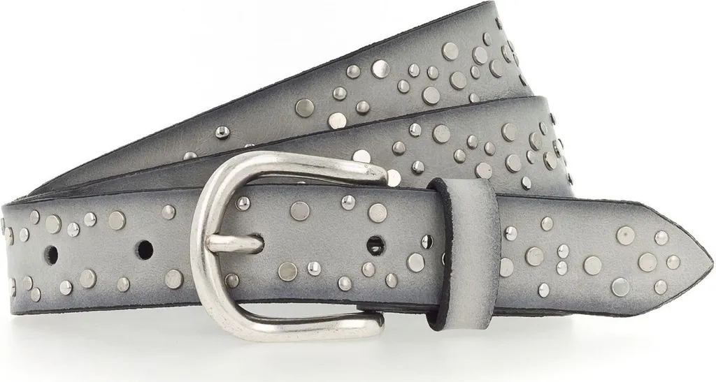 Cintura Vanzetti 25mm Pelle Borchie Grigio Chiaro Vintage Style