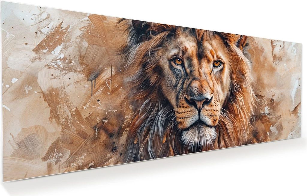 Glasbild 125x50cm in XXL für Wohnzimmer, Schlafzimmer Motiv Löwe Porträt