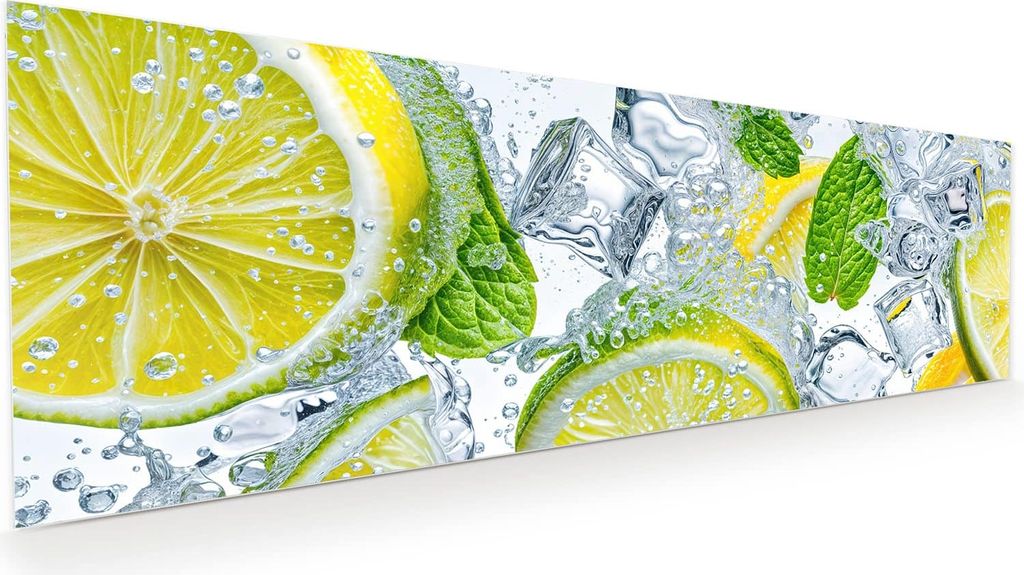 Glasbild 120x40cm in XXL für Wohnzimmer, Schlafzimmer Motiv Zitrusfrische