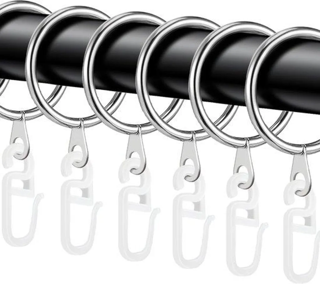 Anneaux de rideau en métal argenté 30 mm pour tringle de lit