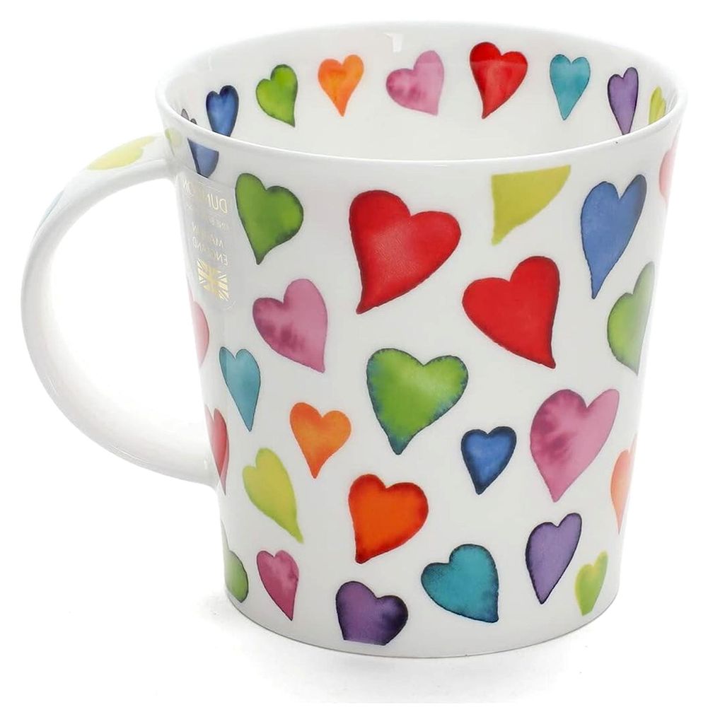 Dunoon, "Bone China"-Porzellan-Tasse, "Herz"-Design, Rauchquarz