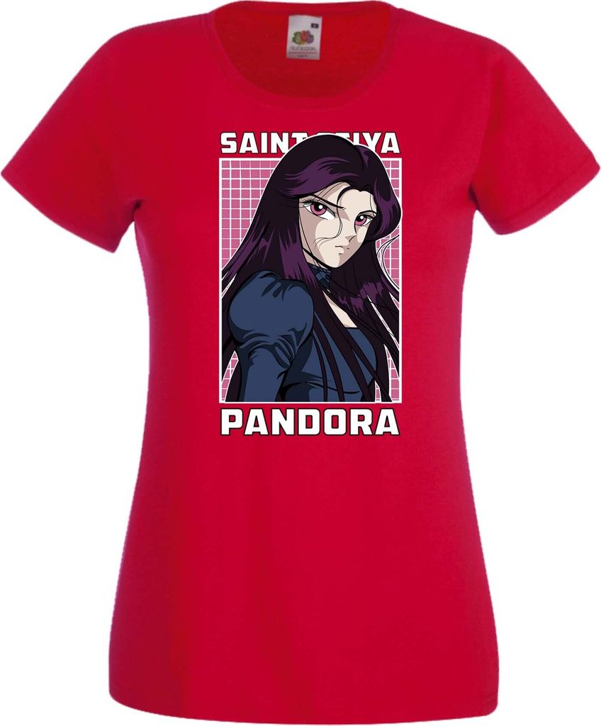 Damen T-Shirt Anime Manga Saint Anime Seiya Pandora, Lady L / Rot