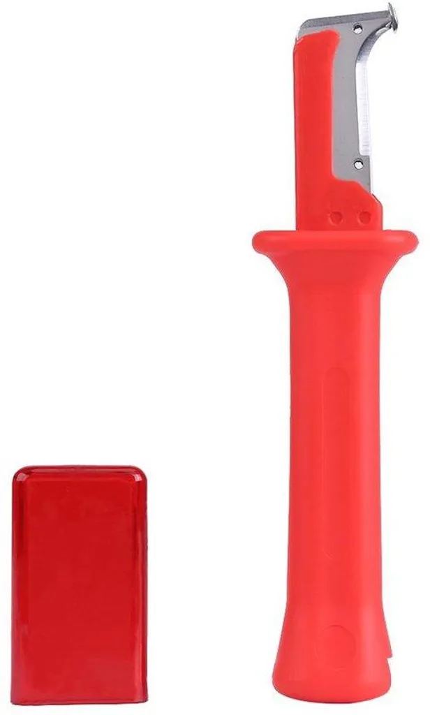 Dénudeur de câbles électriques rouge avec poignée isolée ergonomique