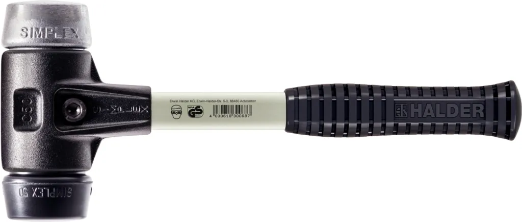 Mazza SIMPLEX Ø 80 Halder: Gomma/Metallo Morbido Professionale